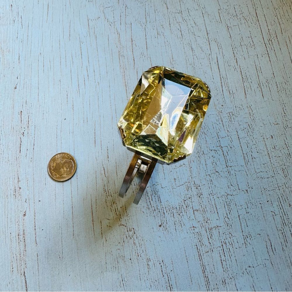 Silver Large Yellow Crystal‎ Hinged Bracelet